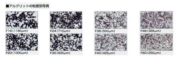 アルグリットの粒度別写真